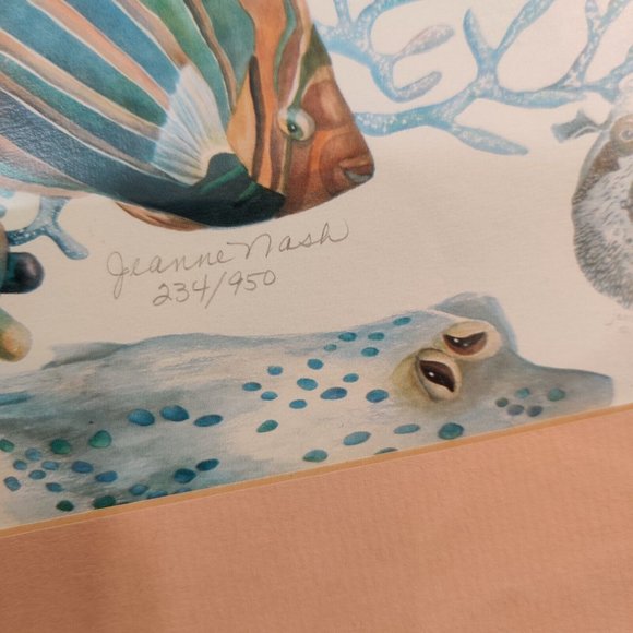 Jeanne Nash Ocean Tropical Fishes Nautical Theme Art Print Custom Framed Signed - Picture 11 of 16